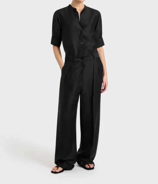 Bormio Pleat Trouser in Black