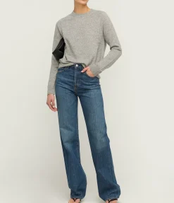 Boston Round Neck Sweater in Grey Melange