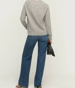 Boston Round Neck Sweater in Grey Melange