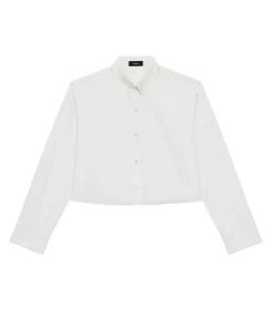 Boxy Cropped Long Sleeve Shirt in White