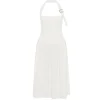 Buckle Halter Dress in Optic White