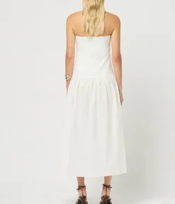 Buckle Halter Dress in Optic White