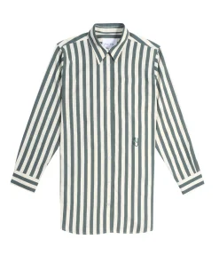 Buoy Striped Shirt in Green and Off White