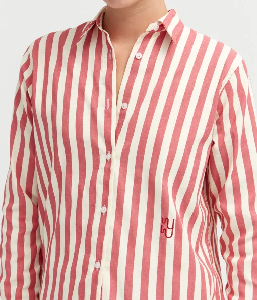 Buoy Striped Shirt in Red and Off White