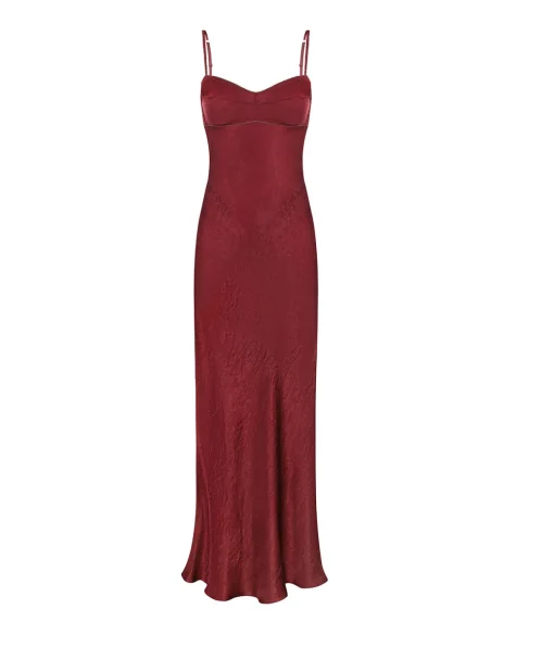 Bustier Slip Maxi Dress in Burgundy