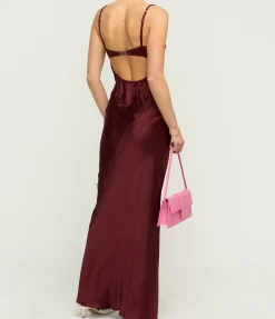 Bustier Slip Maxi Dress in Burgundy
