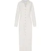 Button Down Cupro Maxi Shirt Dress in White