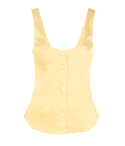 Button Down Vest in Pale Yellow