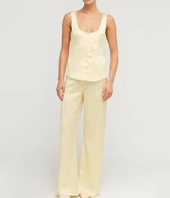 Button Down Vest in Pale Yellow