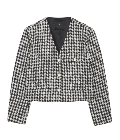 Cara Jacket in Cream and Black Houndstooth