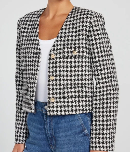 Cara Jacket in Cream and Black Houndstooth