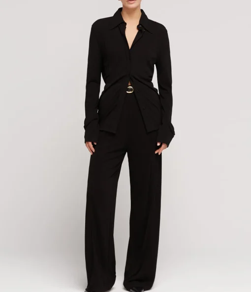 Carol Long Sleeve Jersey Shirt in Black