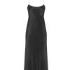 Carolyn Silk Slip Midi Dress in Black