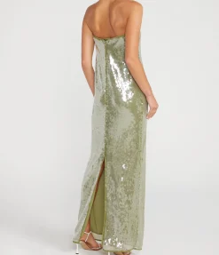 Casey Strapless Dress in Garden Moss