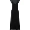 Chiffon Layered Slip Midi Dress in Black