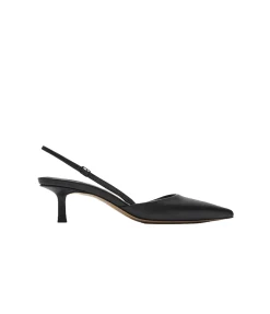 Clara Point Heel in Black Leather