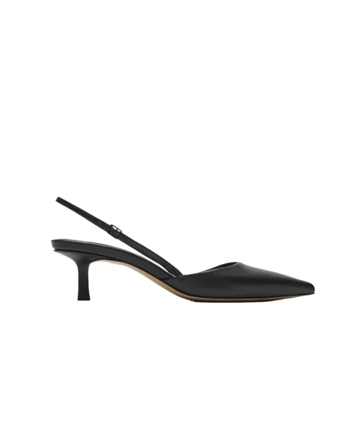 Clara Point Heel in Black Leather