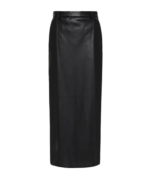 Classico Leather Midi Skirt in Black