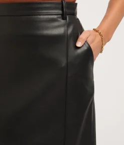 Classico Leather Midi Skirt in Black