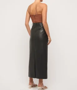 Classico Leather Midi Skirt in Black