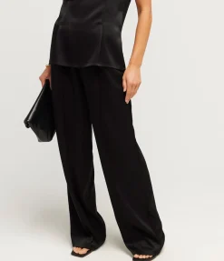 Classico Tuck Satin Pant in Black