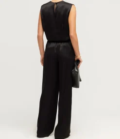 Classico Tuck Satin Pant in Black