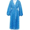 Clockhall Pleated Midi Dress in Blue Iris Print