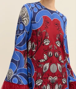 Cocoa Crepe Mini Dress in Enchantress Burgundy and Blue