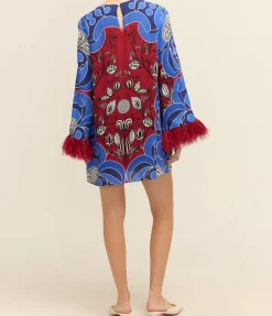 Cocoa Crepe Mini Dress in Enchantress Burgundy and Blue