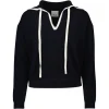 Contrast Collar Cashmere Sweater in Navy and White