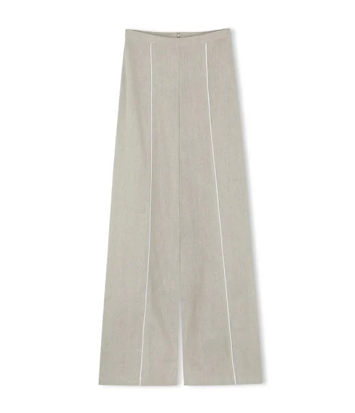 Contrast Linen Pants in Husk