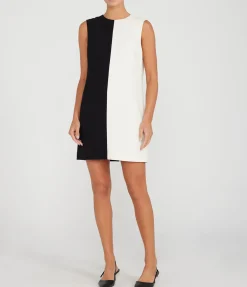 Contrast Mini Dress in Black and Rice