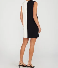 Contrast Mini Dress in Black and Rice
