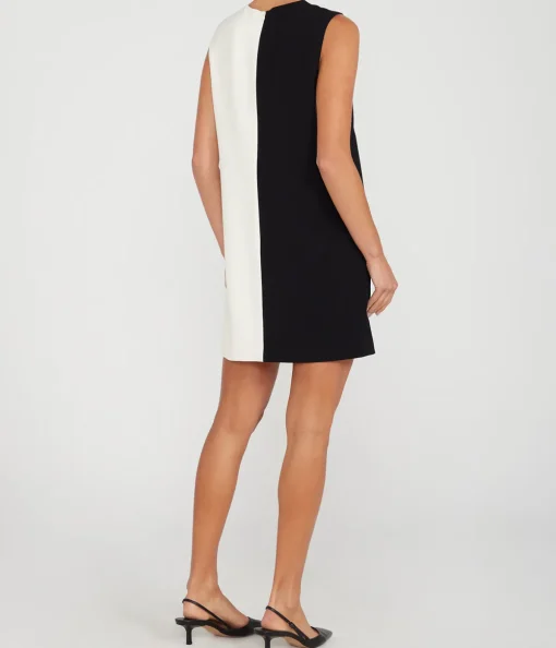 Contrast Mini Dress in Black and Rice