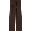 Cotton Cashmere Wide Leg Pant in Chocolate