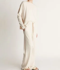 Cotton Cashmere Wide Leg Pant Oat Neutral