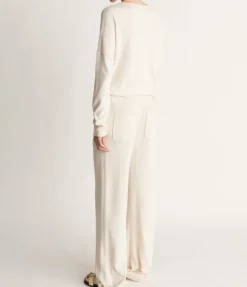 Cotton Cashmere Wide Leg Pant Oat Neutral