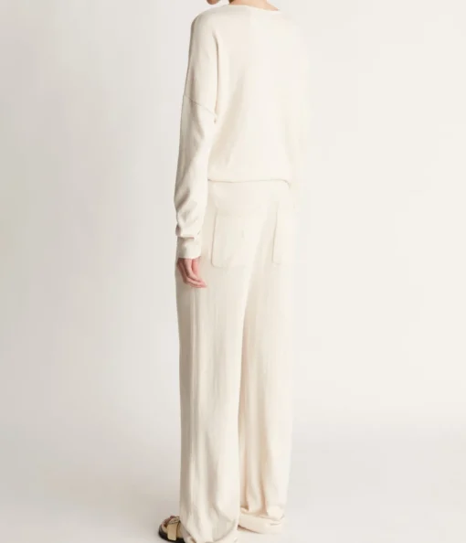 Cotton Cashmere Wide Leg Pant Oat Neutral