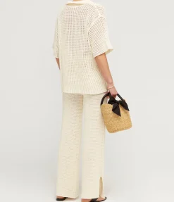 Cotton Crochet Pant in Milk