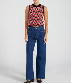 Cotton Crochet Vest in Racing Red