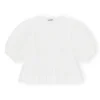 Cotton Poplin Peplum Blouse in Bright White