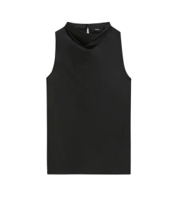 Cowl Neck Bias Satin Top in Black
