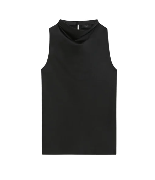Cowl Neck Bias Satin Top in Black
