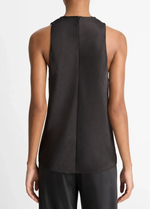 Cowl Neck Bias Satin Top in Black