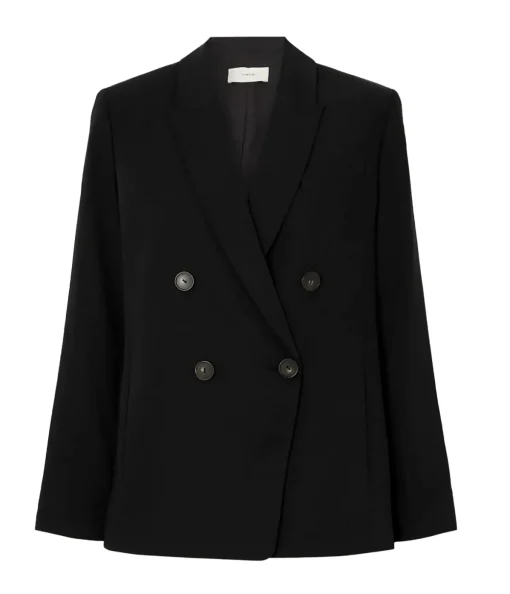 Crepe Double Breasted Blazer in Black