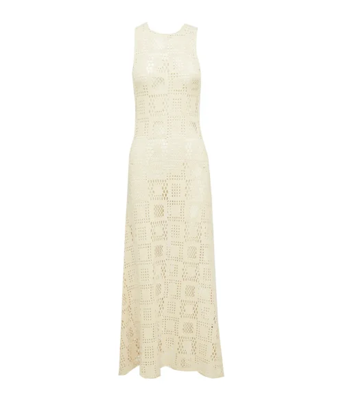 Crochet Highneck Sleeveless Dress in Cube