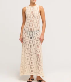 Crochet Highneck Sleeveless Dress in Cube