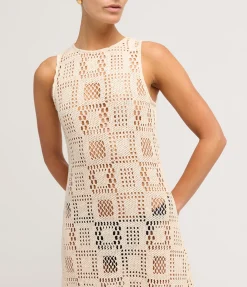 Crochet Highneck Sleeveless Dress in Cube