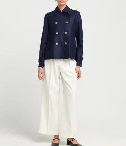 Cropped Trench in Navy Blue