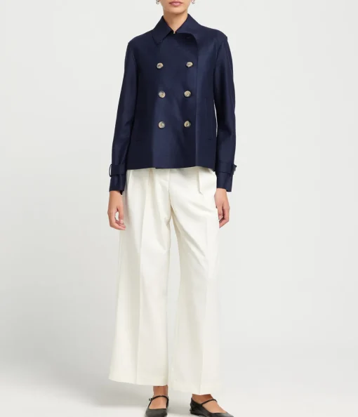 Cropped Trench in Navy Blue